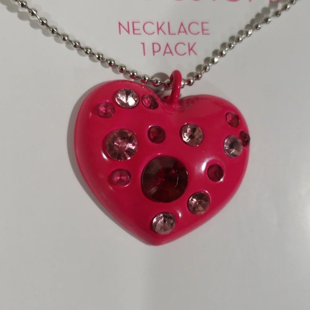 Xhilaration Rhinestones Red Heart Pendant Necklace  - 18